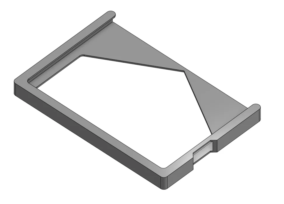 An image of a CAD program showing a mount for the kindle