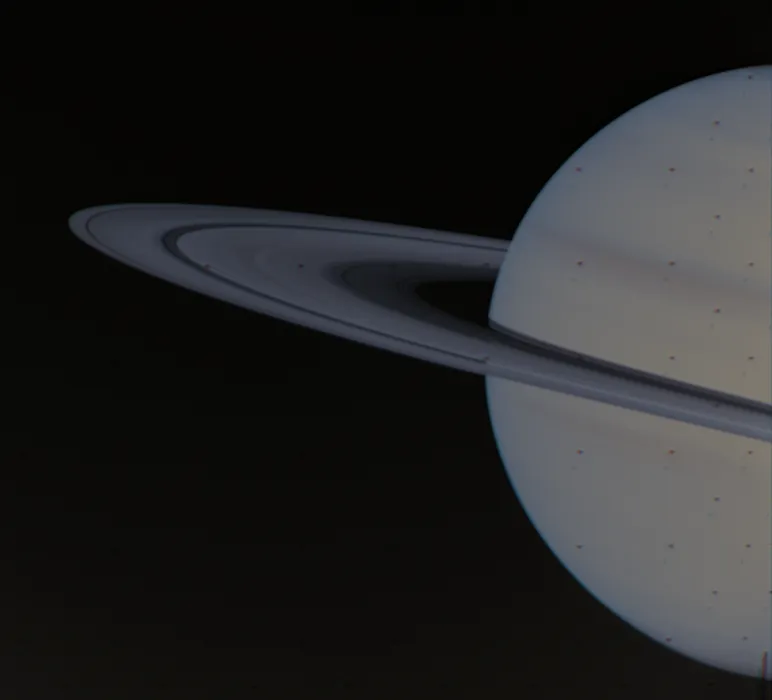 An example of a coloured picture of Saturn